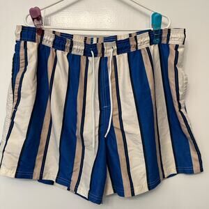 Original Use Men’s Swim Trunks XL Blue Beige White Striped  Shorts